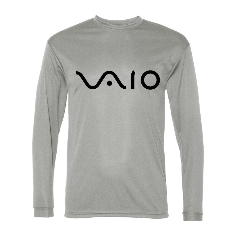 Men's Sony VAIO Black Logo Polyester Long Sleeve T-Shirt - Silver