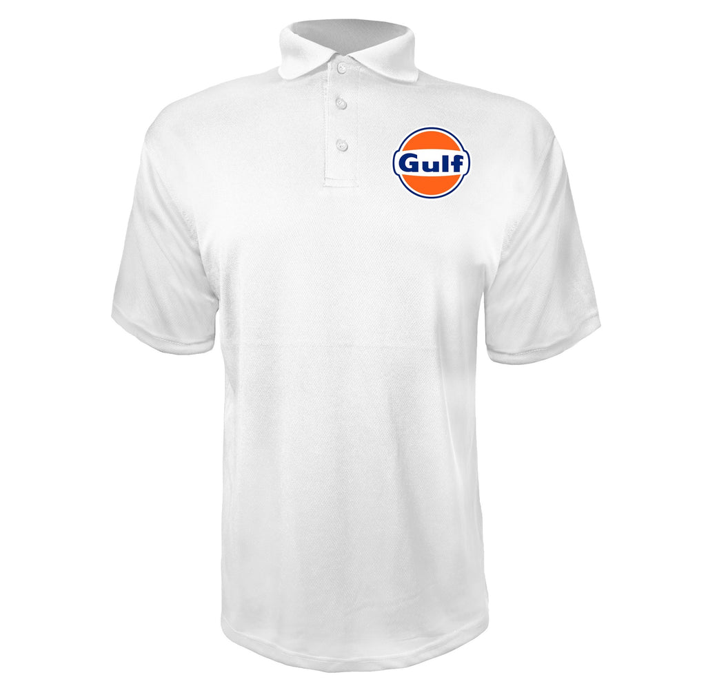 Gulf Oil men's polyester polo in White