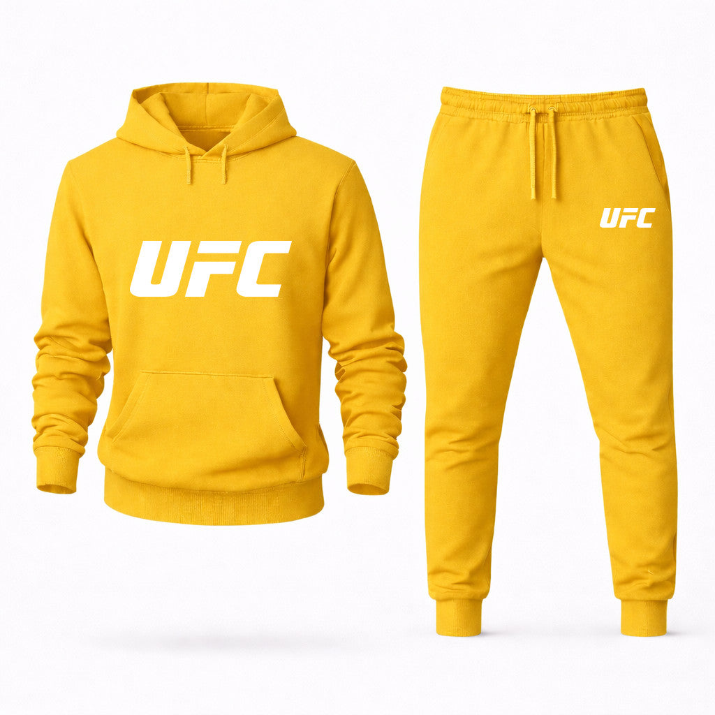 UFC White Hoodie and Joggers Set - Yellow