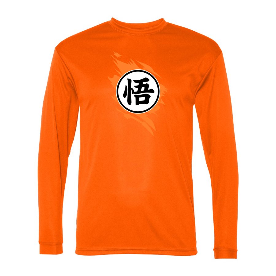 Men's Dragon Ball Z Polyester Long Sleeve T-Shirt - Safety Orange