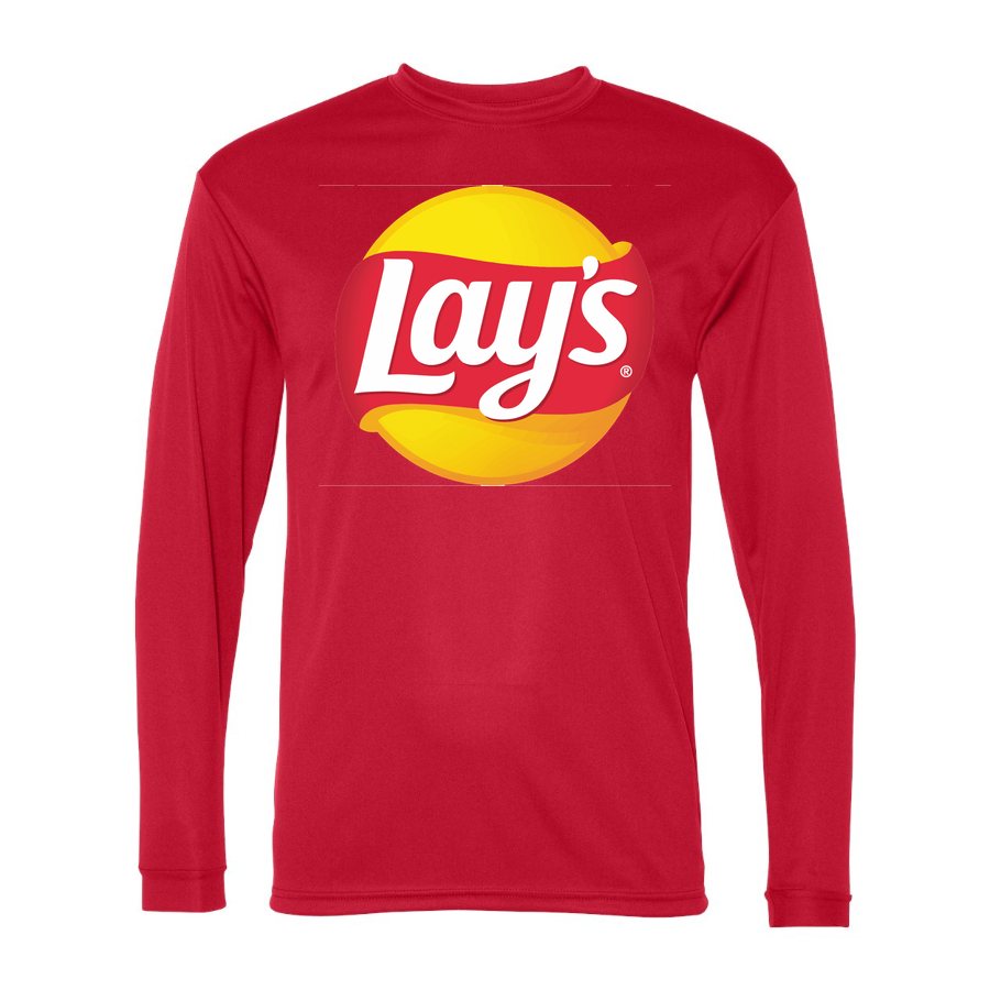 Men's Lays food Polyester Long Sleeve T-Shirt - Red