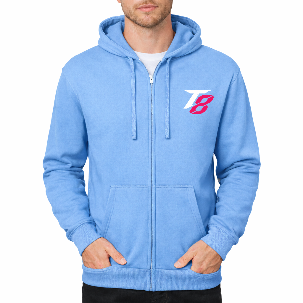 Tekken 8 White Zipper Hoodie - Sky Blue