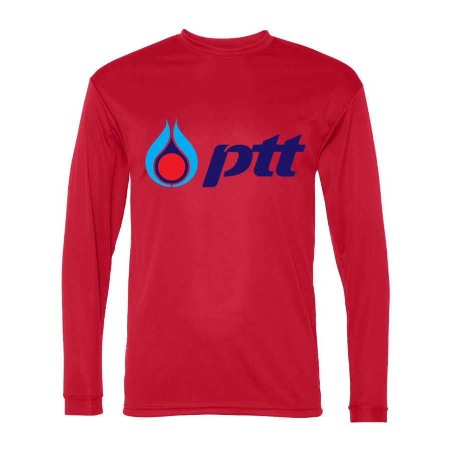 Men's PTT Polyester Long Sleeve T-Shirt - Red