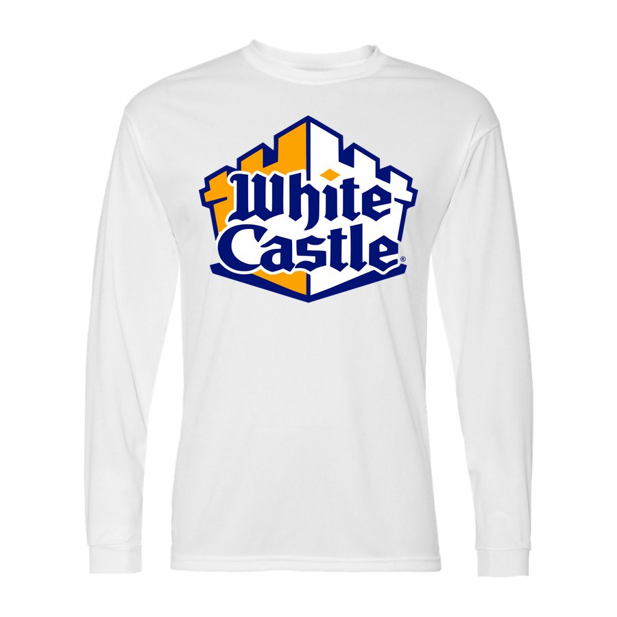 Men's White Castle Polyester Long Sleeve T-Shirt - White