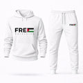 Free Palestine Black Hoodie and Joggers Set - White