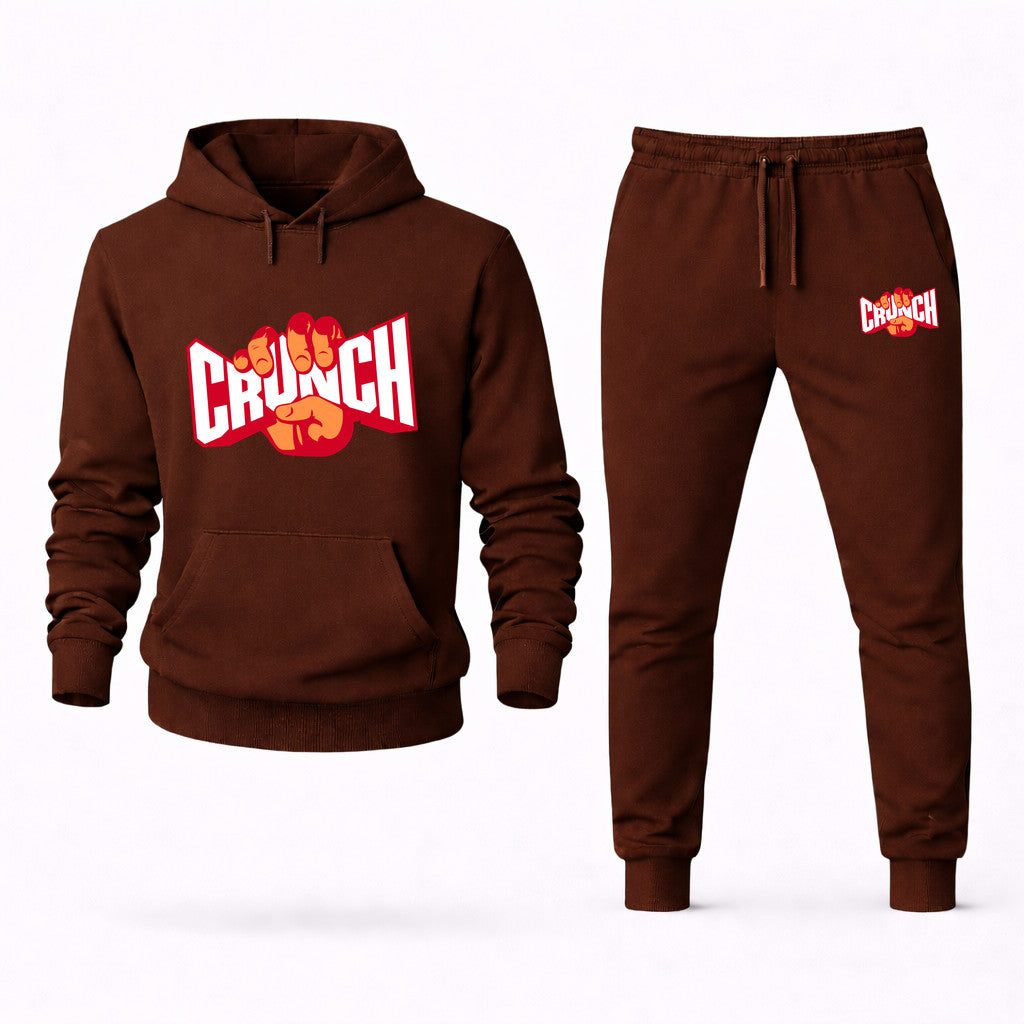 Crunch Fitness Hoodie and Joggers Set - Brown