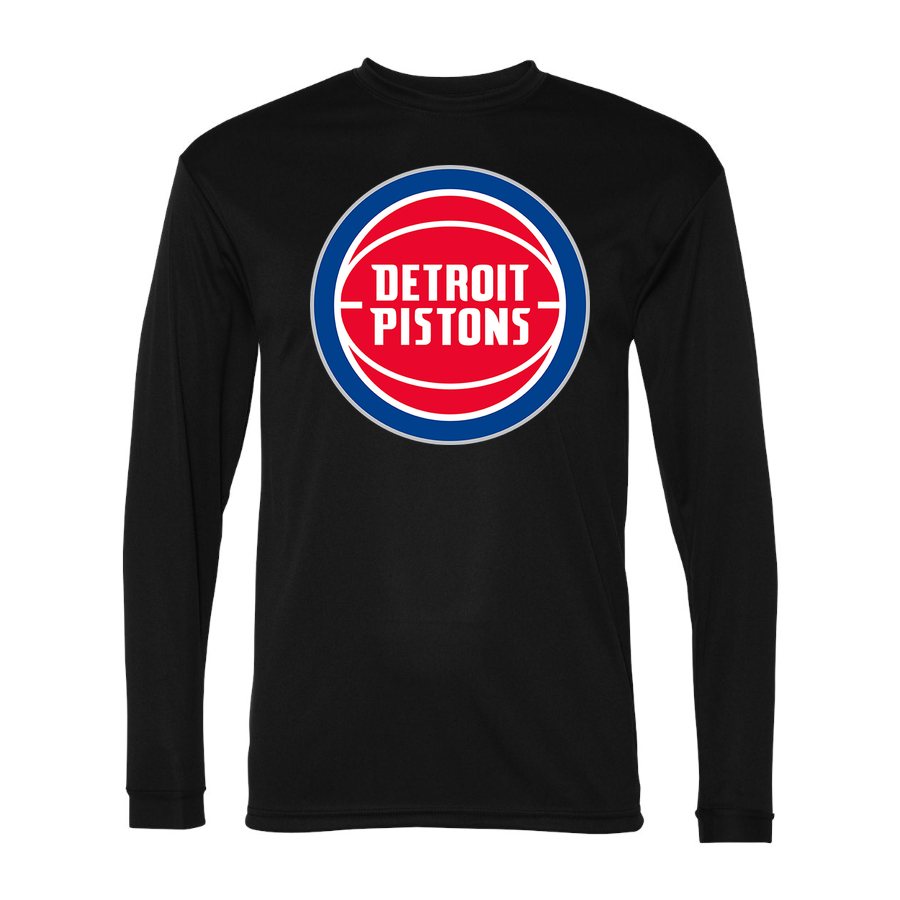 Men's Detroit Pistons Polyester Long Sleeve T-Shirt - Black