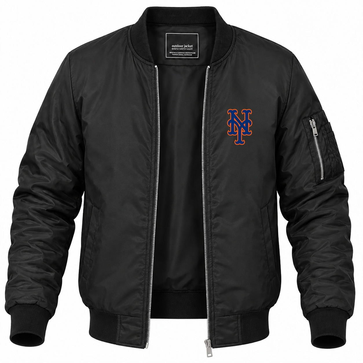 Men's New York Mets Lightweight Bomber Jacket - Black