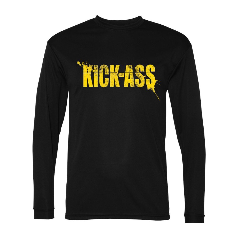Men's Kick-Ass Polyester Long Sleeve T-Shirt - Black