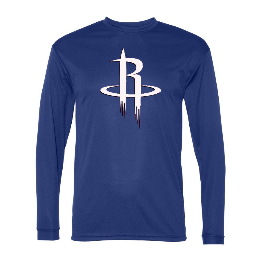 Men's Houston Rockets Army Green Logo Polyester Long Sleeve T-Shirt - Royal Blue