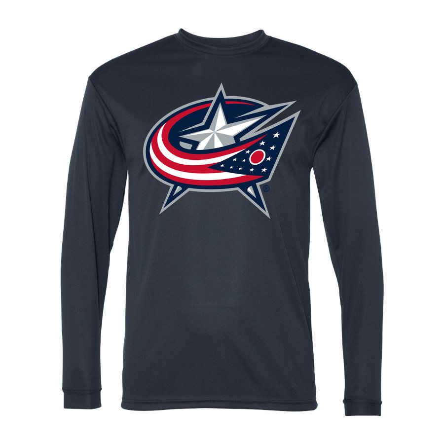 Men's Columbus Blue Jackets Polyester Long Sleeve T-Shirt - Navy