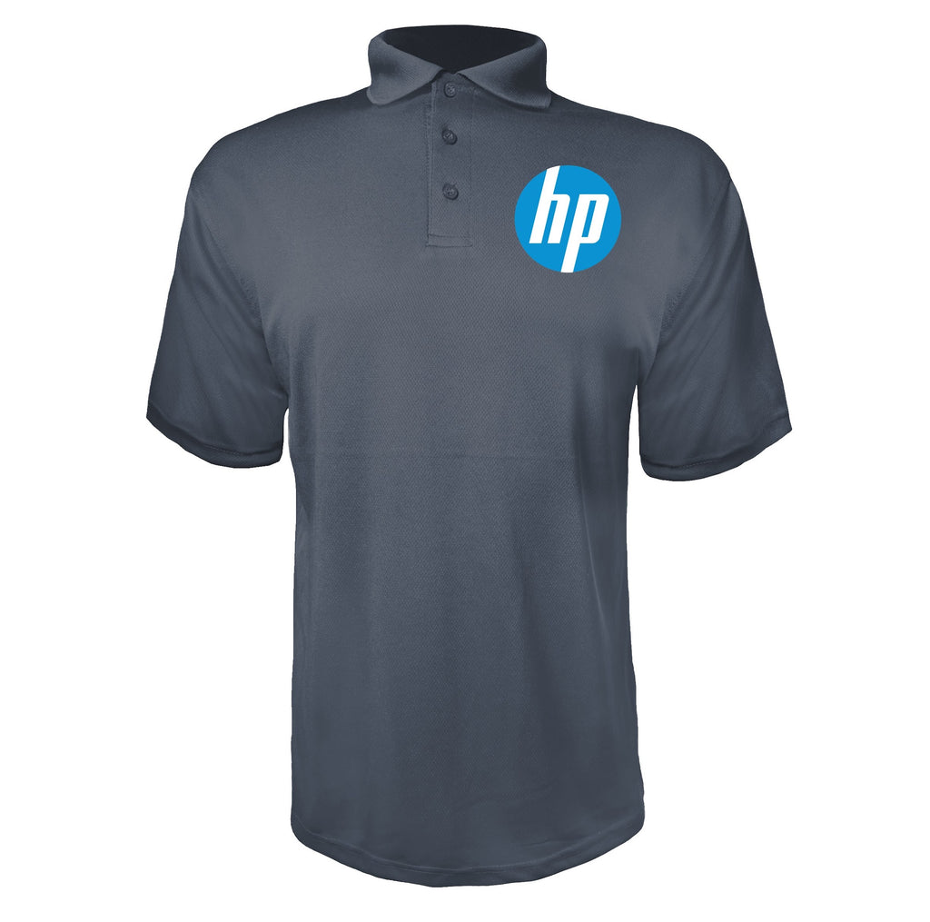 HP men's polyester polo in Charcoal