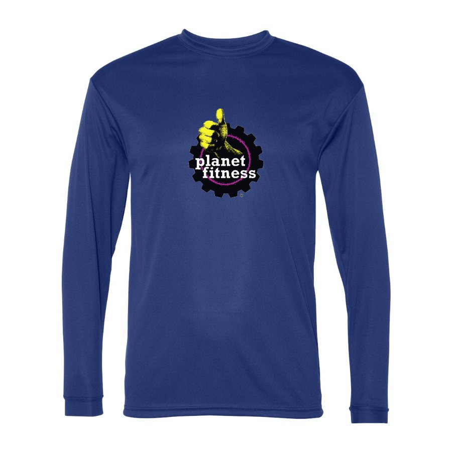 Men's Planet Fitness Polyester Long Sleeve T-Shirt - Royal Blue