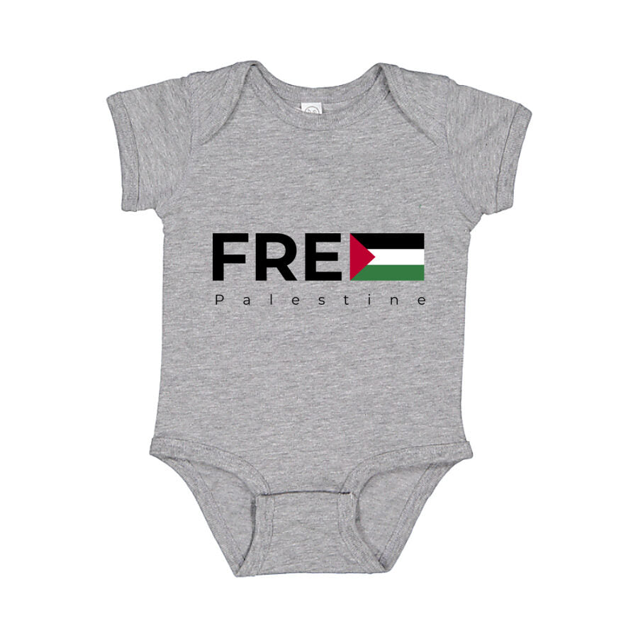 Free Palestine Black Logo Baby Romper Onesie - Gray
