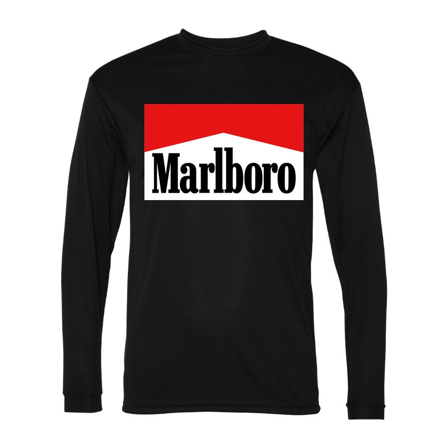 Men's Marlboro Polyester Long Sleeve T-Shirt - Black