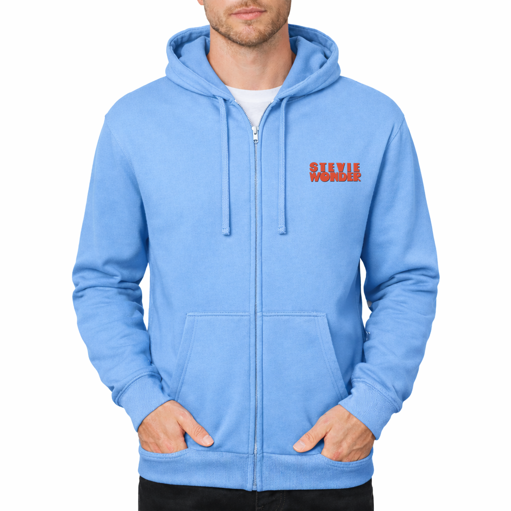 Stevie Wonder Zipper Hoodie - Sky Blue