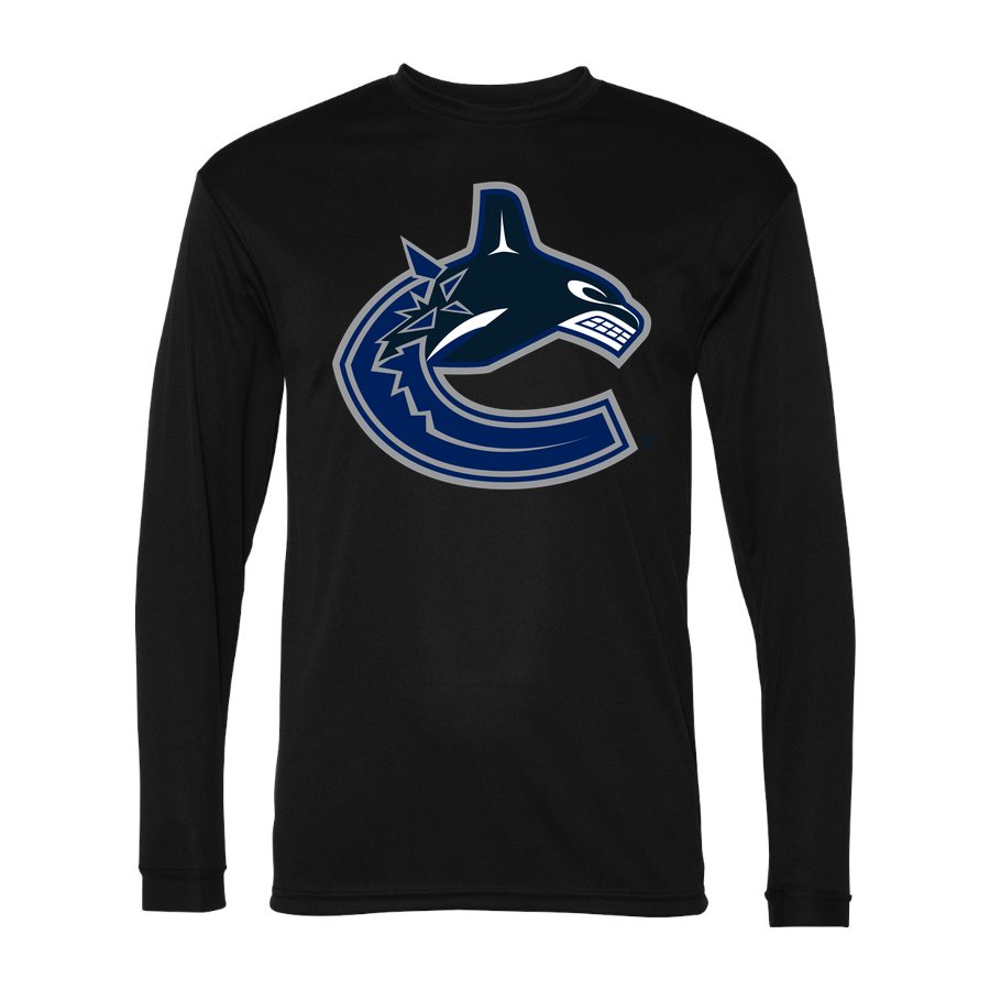 Men's Vancouver Canucks Polyester Long Sleeve T-Shirt - Black