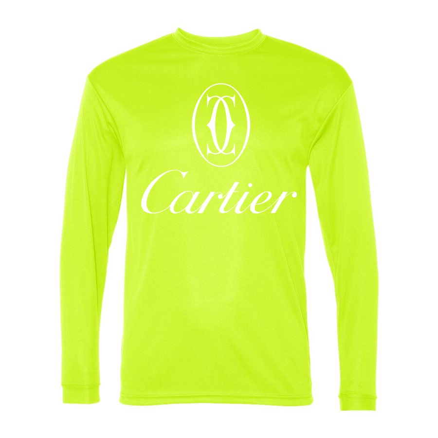 Men's Cartier White Logo Polyester Long Sleeve T-Shirt - Safety Yellow