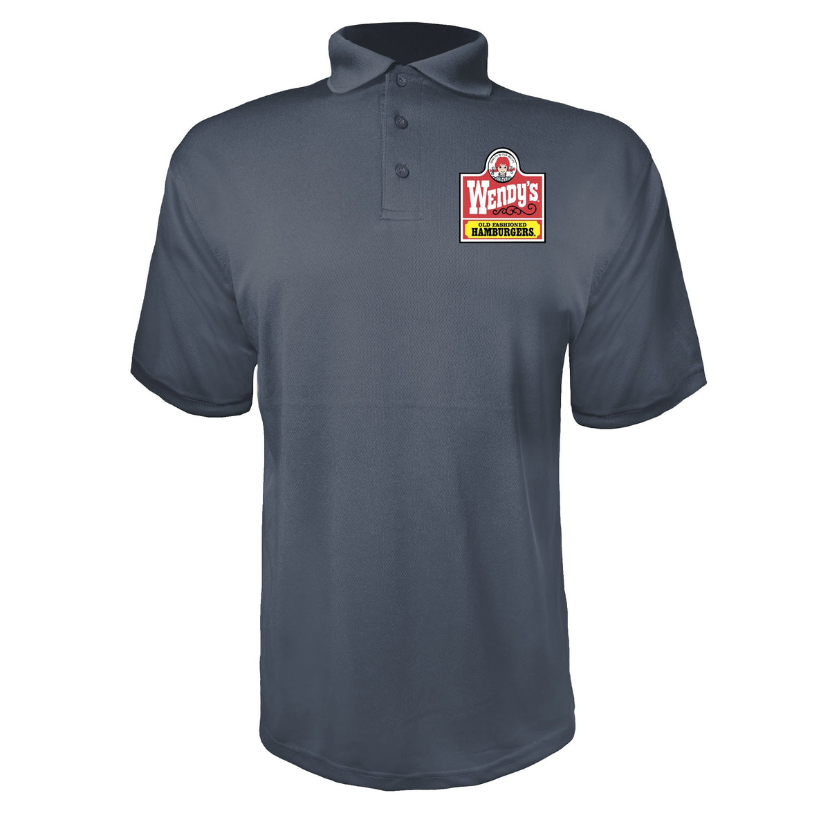 Wendys men's polyester polo in Charcoal