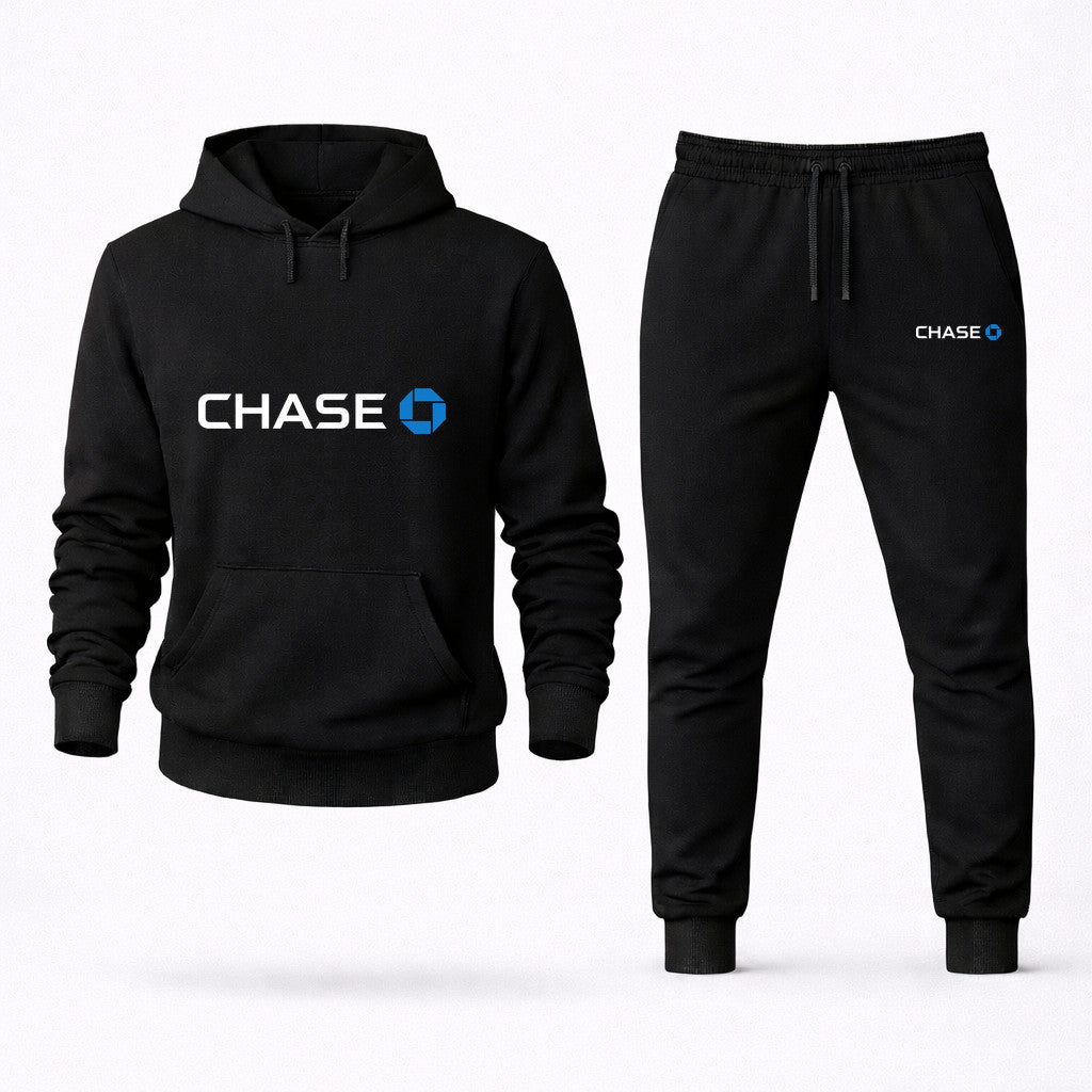 Chase White Hoodie and Joggers Set - Black