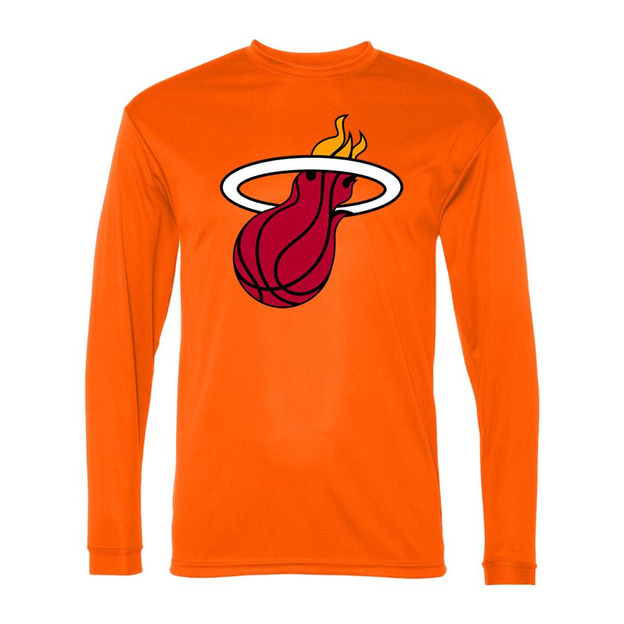 Men's Miami Heat Polyester Long Sleeve T-Shirt - Safety Orange