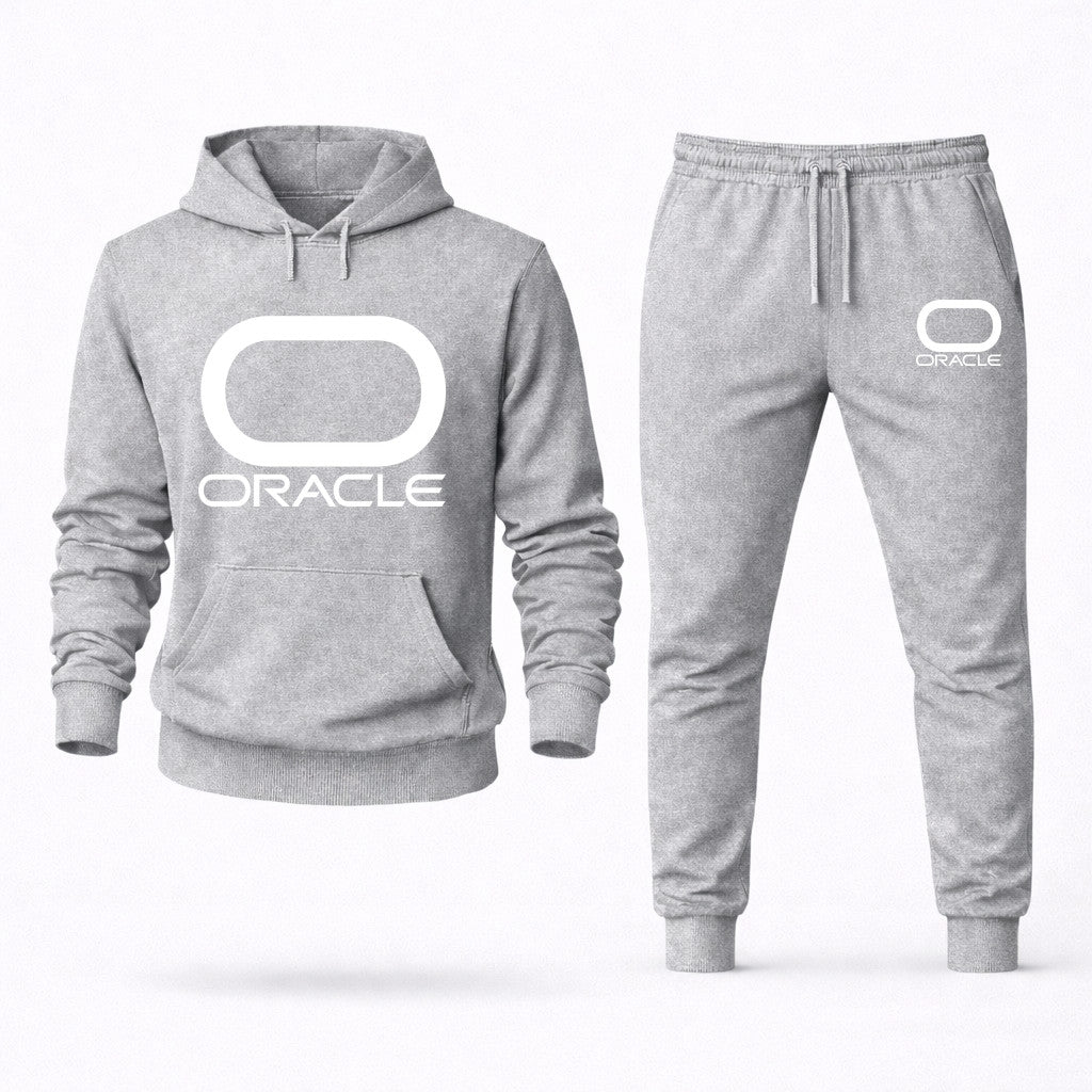 Oracle White Hoodie and Joggers Set - Grey