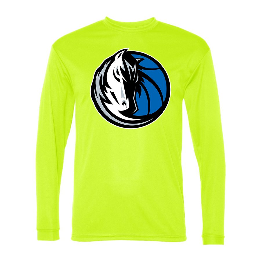 Men's Dallas Mavericks Polyester Long Sleeve T-Shirt - Safety Yellow