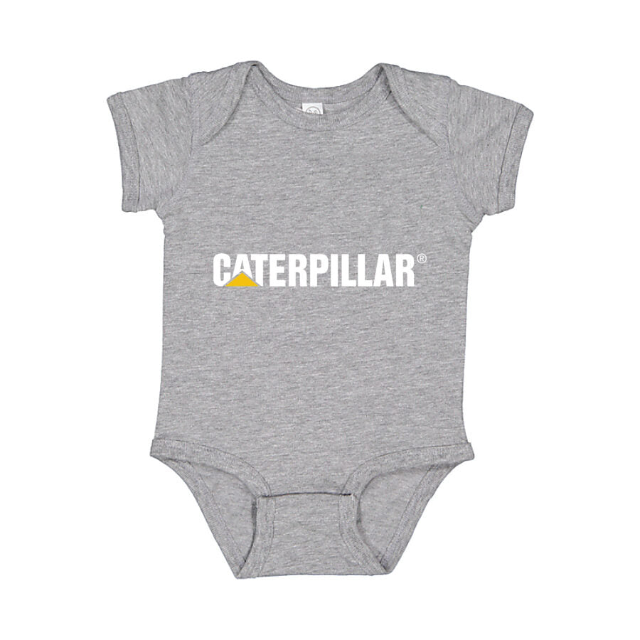 Caterpillar White Logo Baby Romper Onesie - Gray
