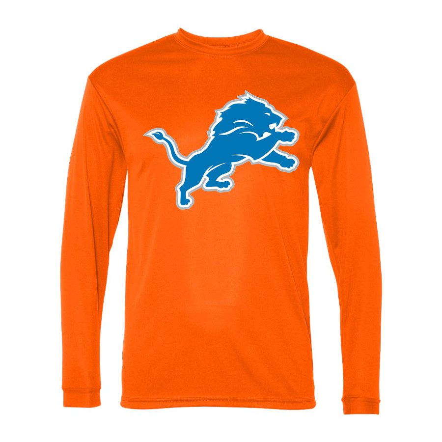 Men's Detroit Lions Polyester Long Sleeve T-Shirt - Safety Orange