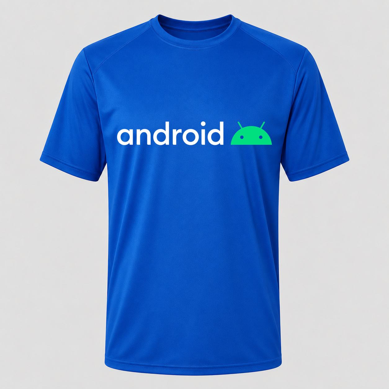 Men's Android White Performance T-Shirt - Royal Blue