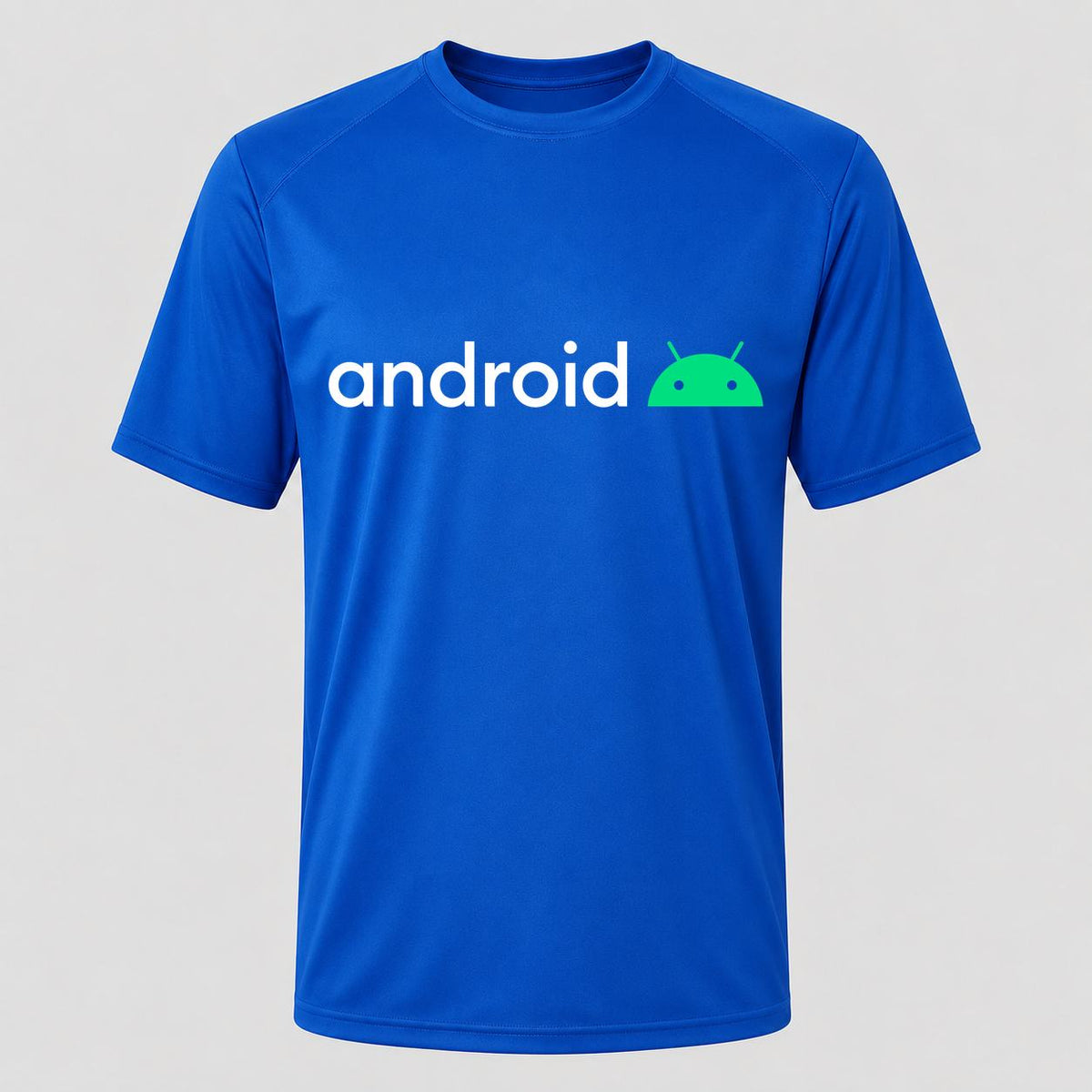 Men's Android White Performance T-Shirt - Royal Blue
