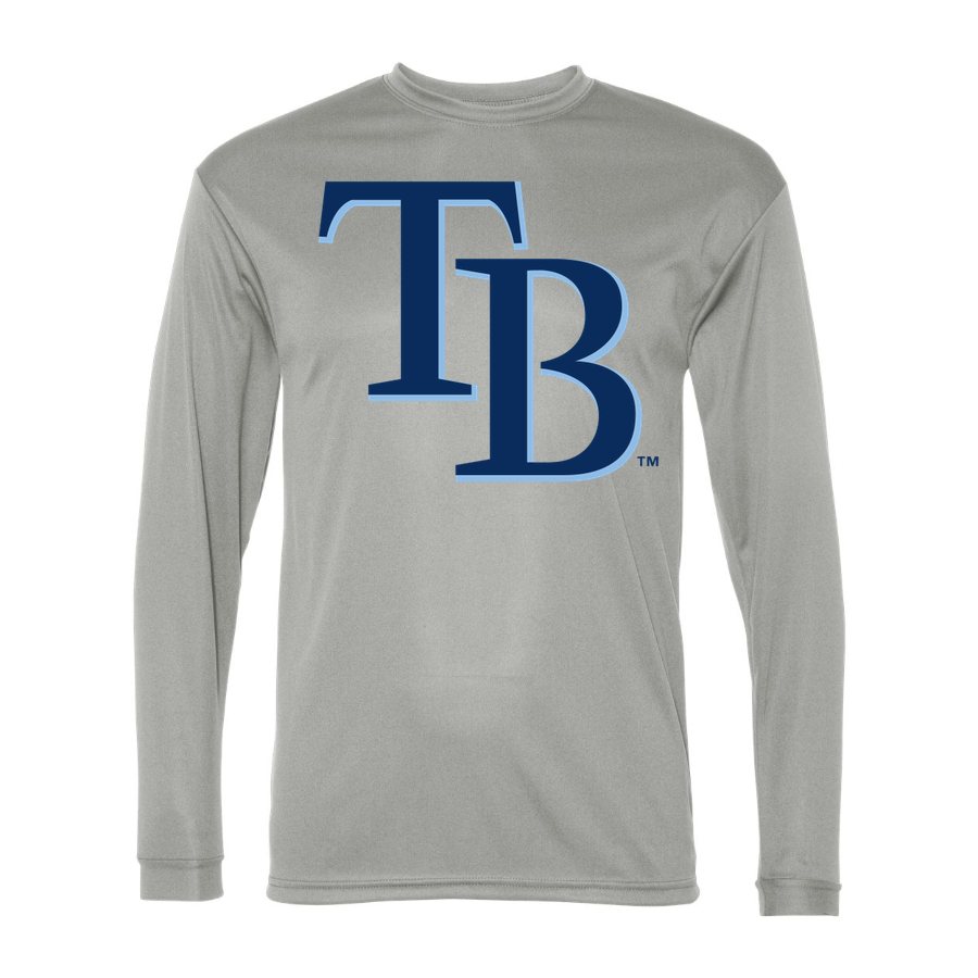 Men's Tampa Bay Rays Polyester Long Sleeve T-Shirt - Silver