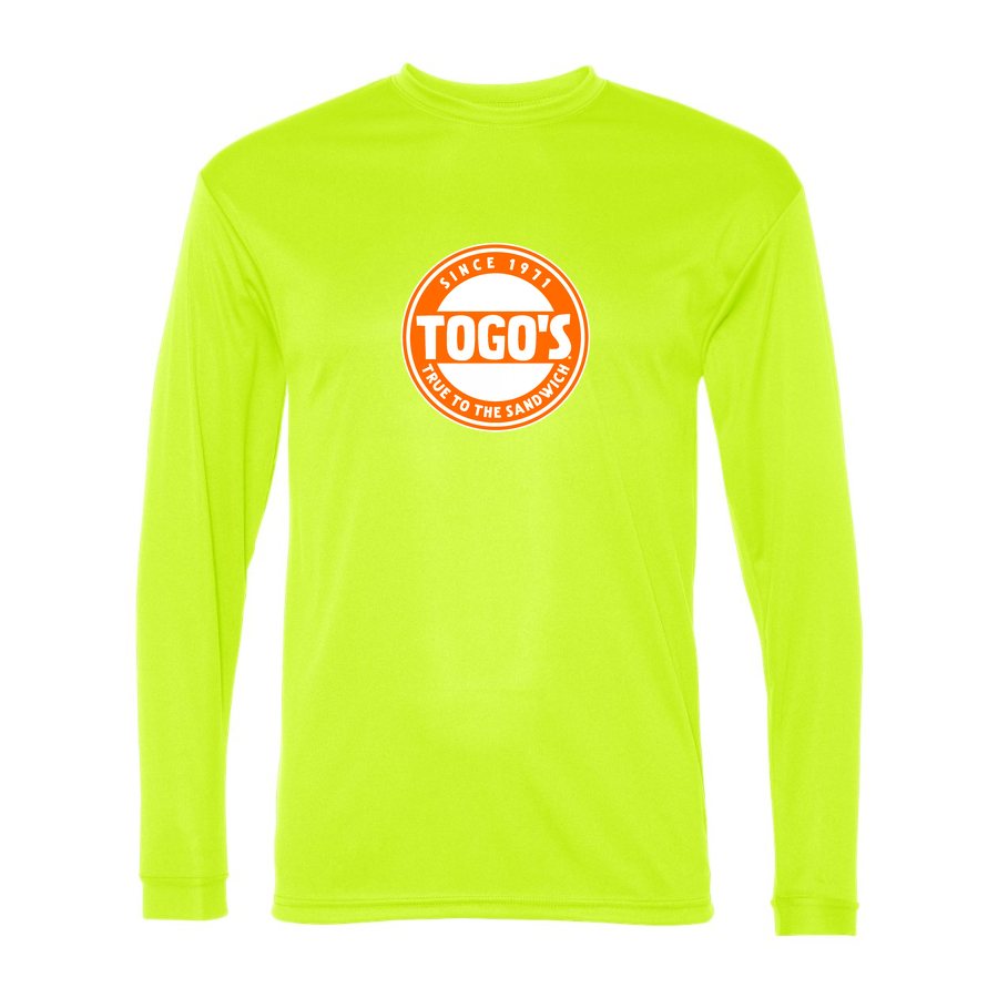 Men's Togos Polyester Long Sleeve T-Shirt - Safety Yellow