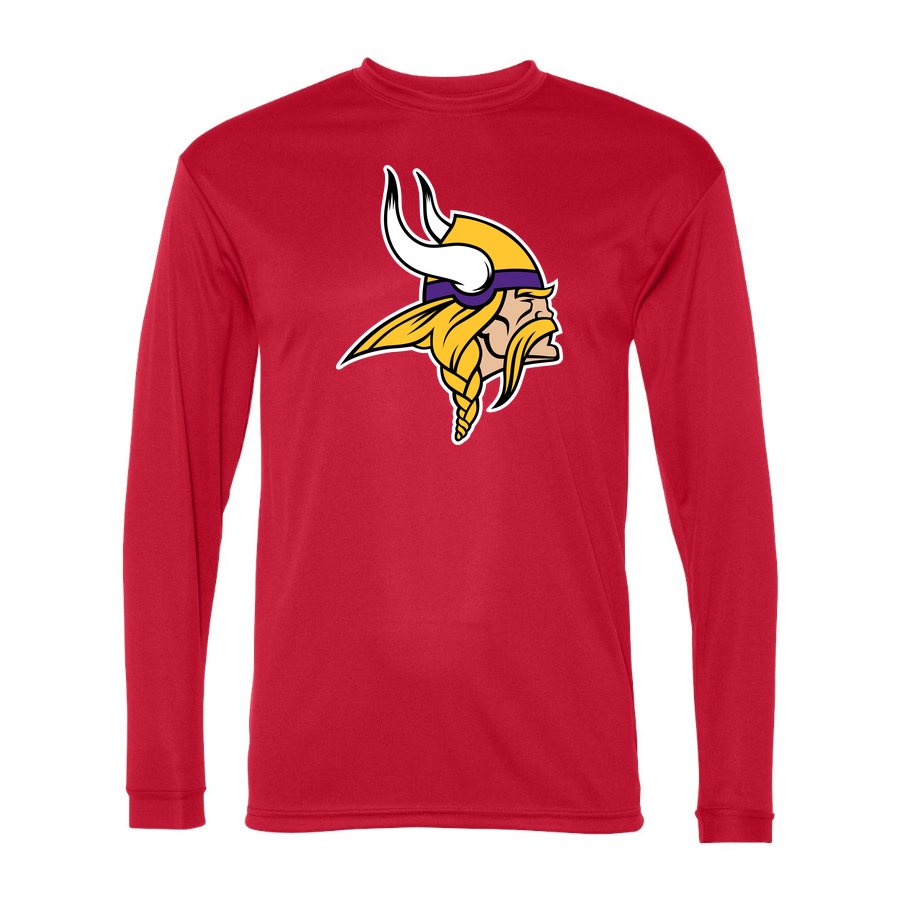 Men's Minnesota Vikings Polyester Long Sleeve T-Shirt - Red