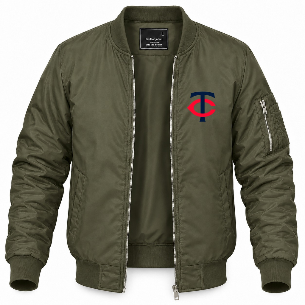 Men's Minnesota Twins Lightweight Bomber Jacket - Army Green