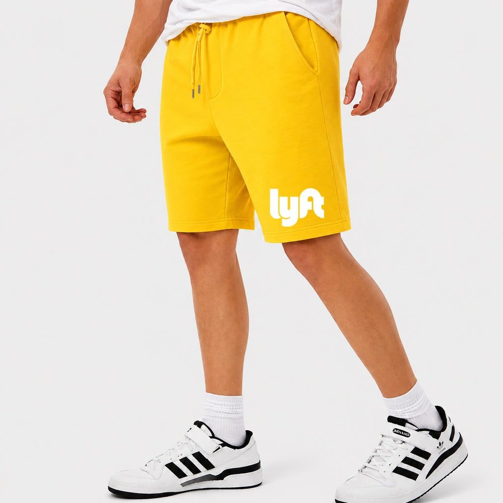 Men's Lyft White Cotton Shorts - Yellow
