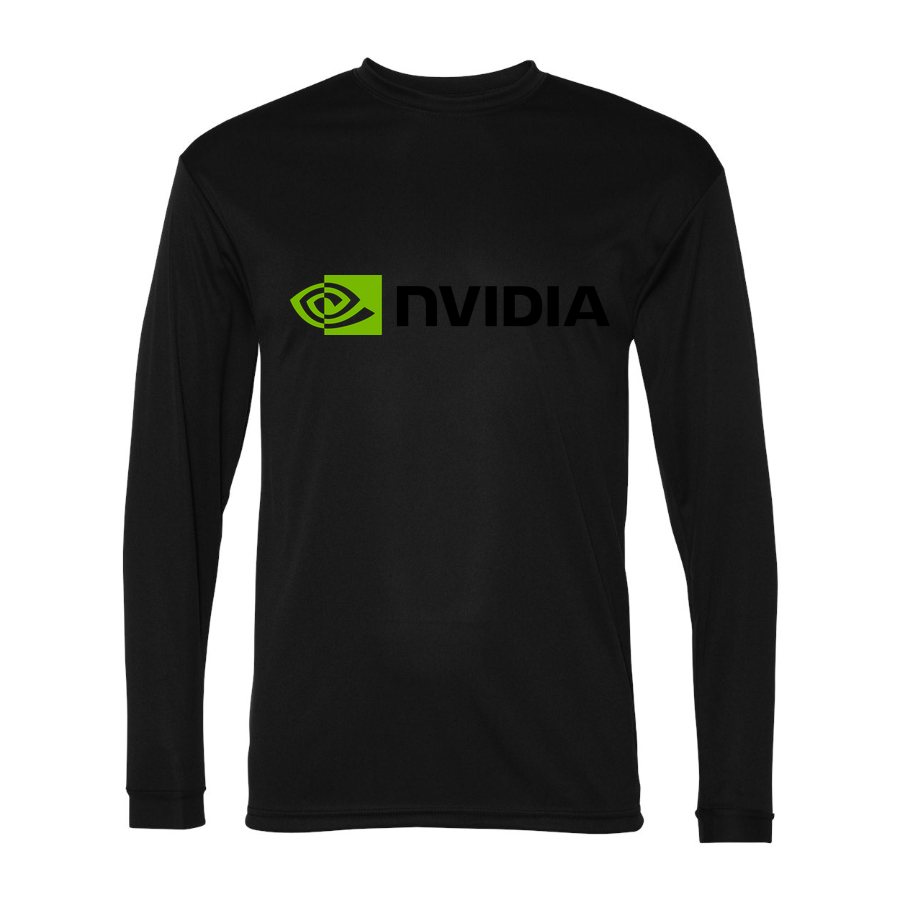 Men's NVIDIA Polyester Long Sleeve T-Shirt - Black