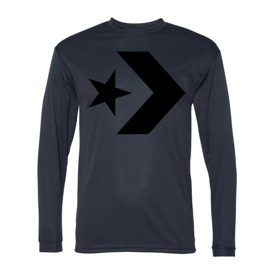Men's Converse Polyester Long Sleeve T-Shirt - Navy