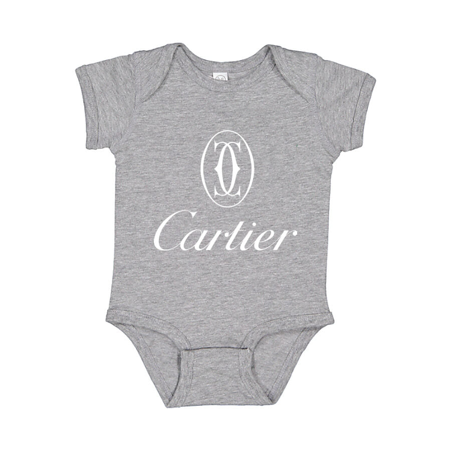Cartier White Logo Baby Romper Onesie - Gray