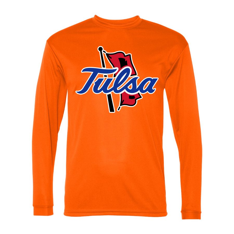 Men's Tulsa Golden Hurricane Polyester Long Sleeve T-Shirt - Safety Orange