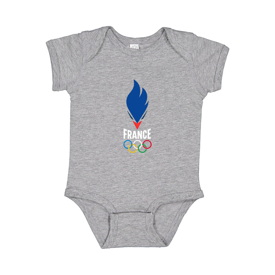 France 2024 White Logo Baby Romper Onesie - Gray