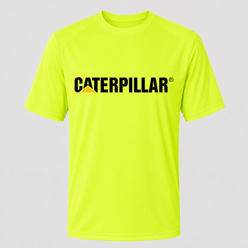 Men's Caterpillar Black Performance T-Shirt - Safety Green