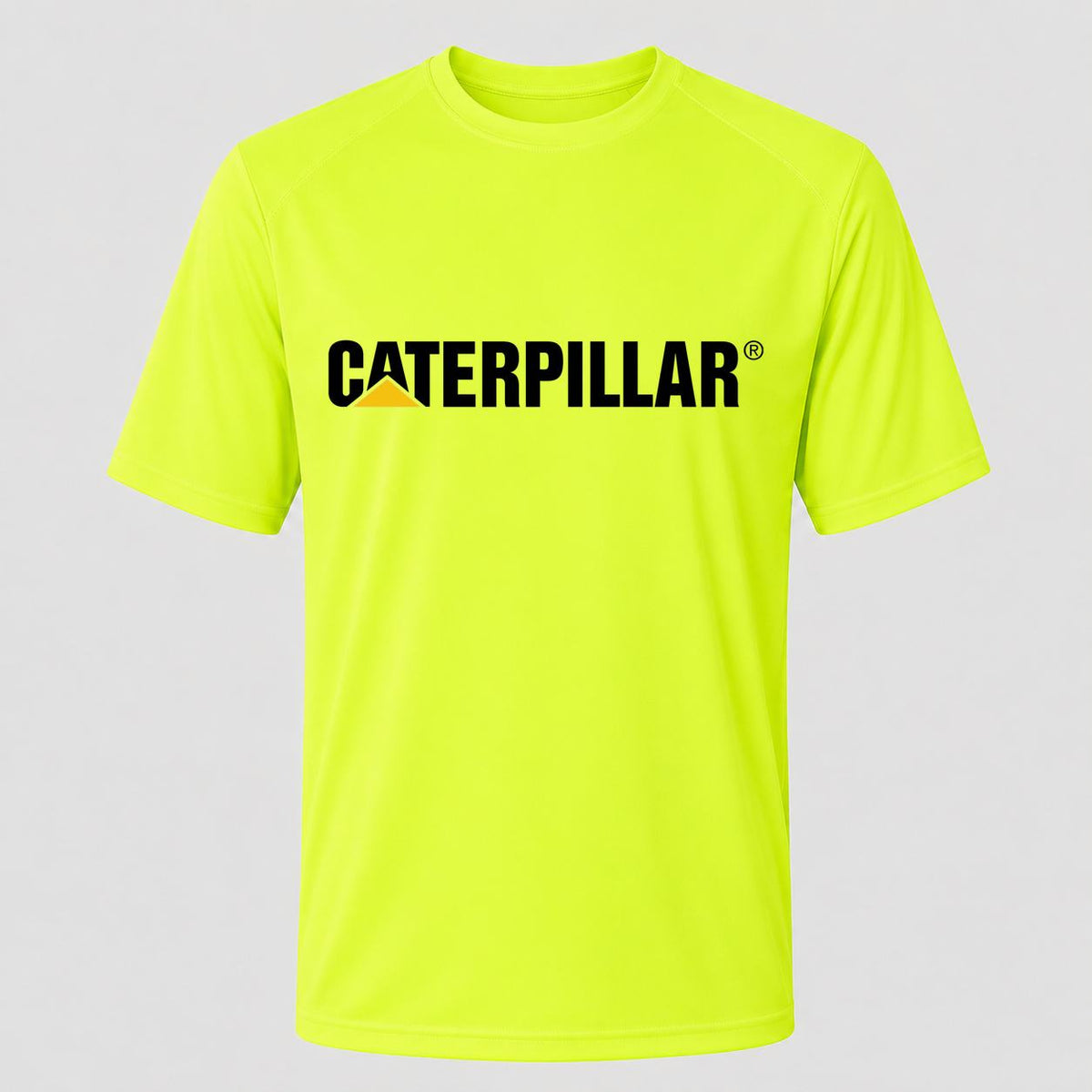 Men's Caterpillar Black Performance T-Shirt - Safety Green