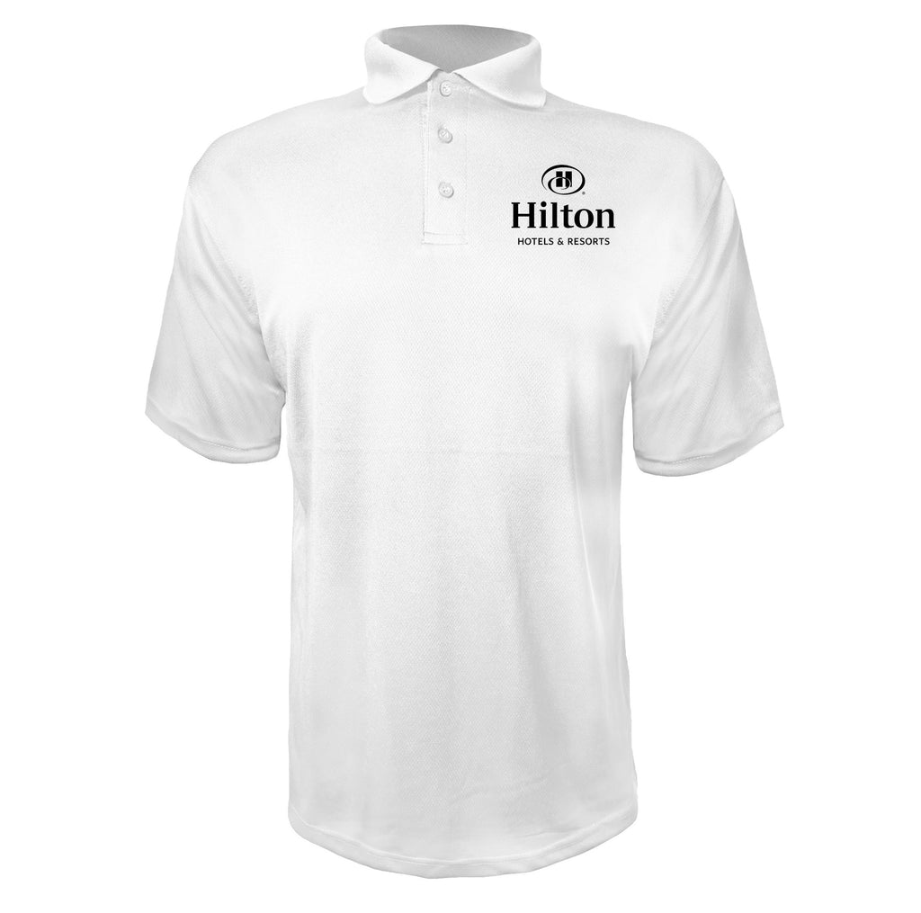 Hilton men's polyester polo in White