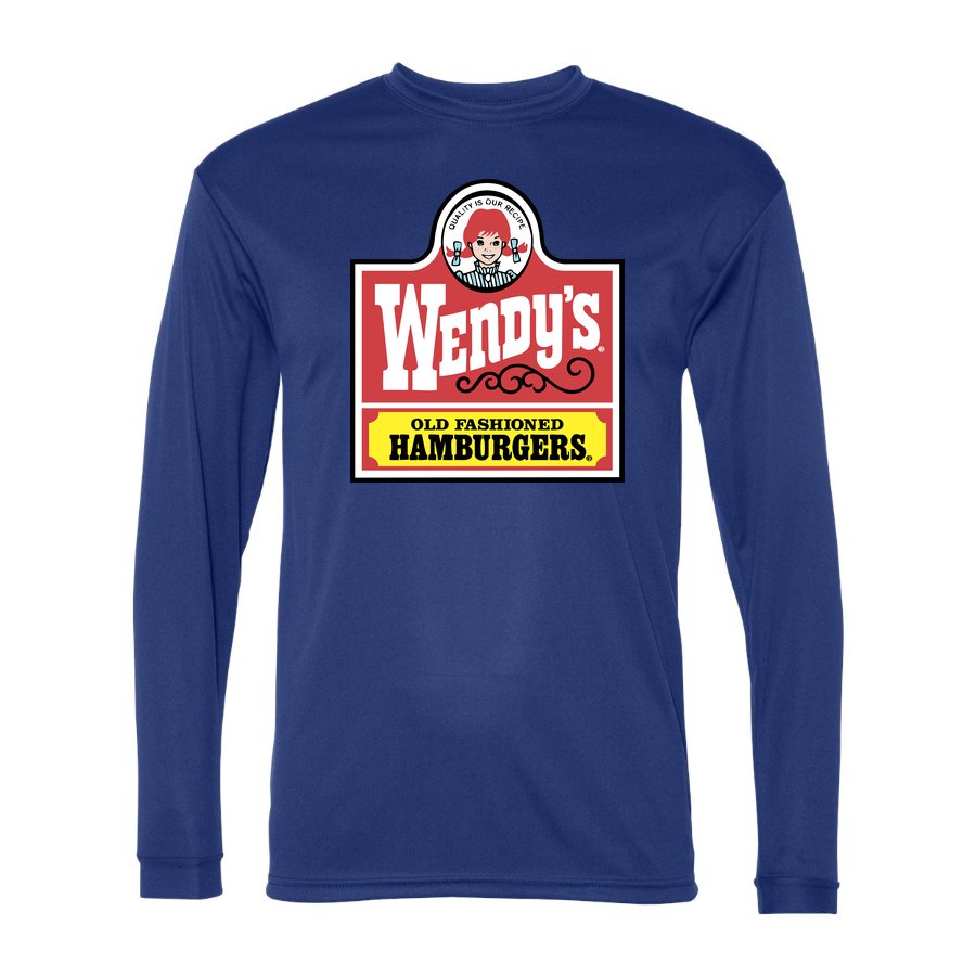 Men's Wendy's Polyester Long Sleeve T-Shirt - Royal Blue