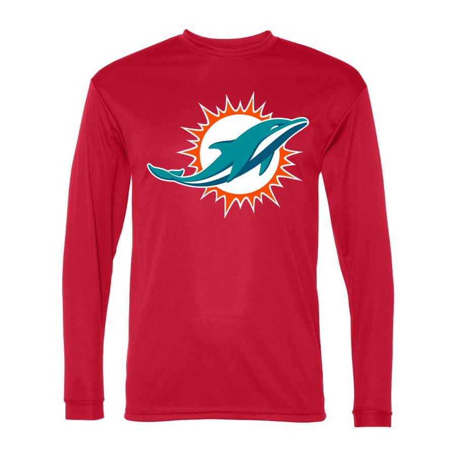 Men's Miami Dolphins Polyester Long Sleeve T-Shirt - Red