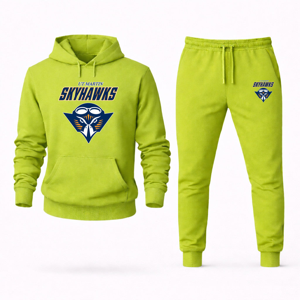 UT Martin Skyhawks Design 2 Hoodie and Joggers Set - Lime Green