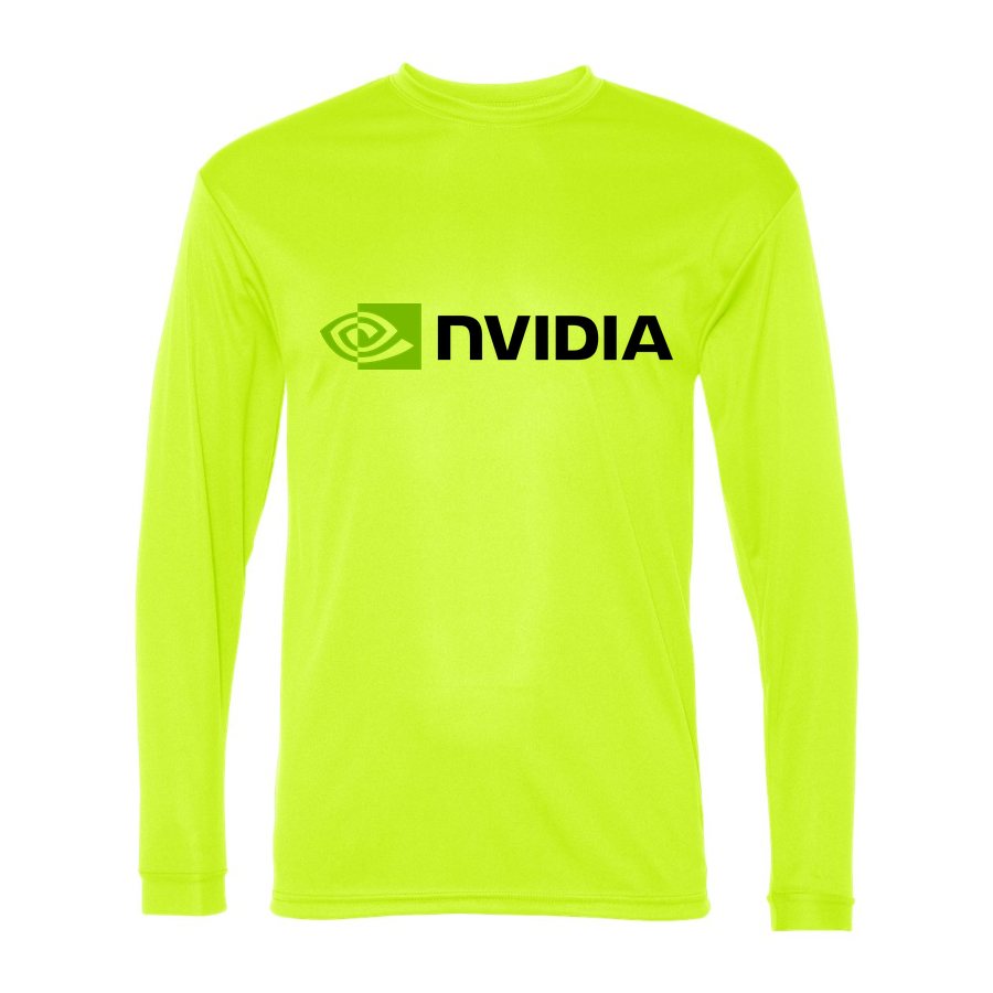 Men's NVIDIA Polyester Long Sleeve T-Shirt - Safety Yellow