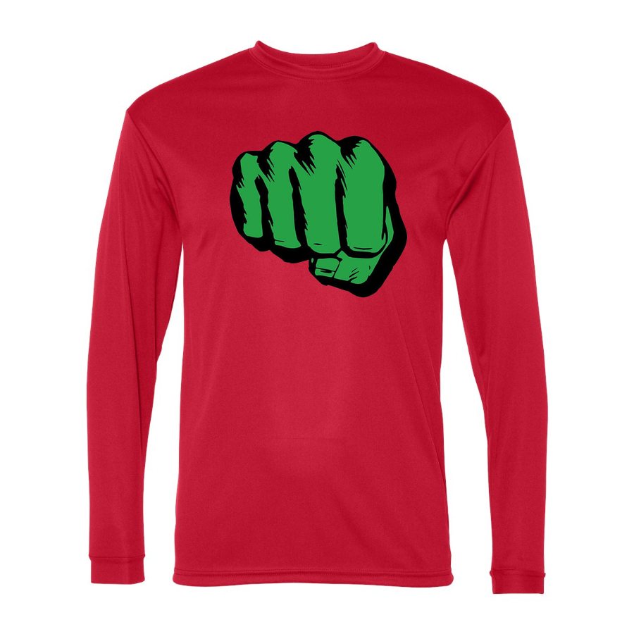 Men's Hulk Punch Polyester Long Sleeve T-Shirt - Red