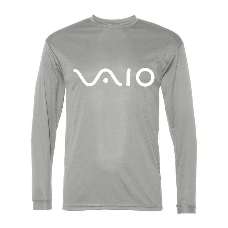 Men's Sony VAIO White Logo Polyester Long Sleeve T-Shirt - Silver